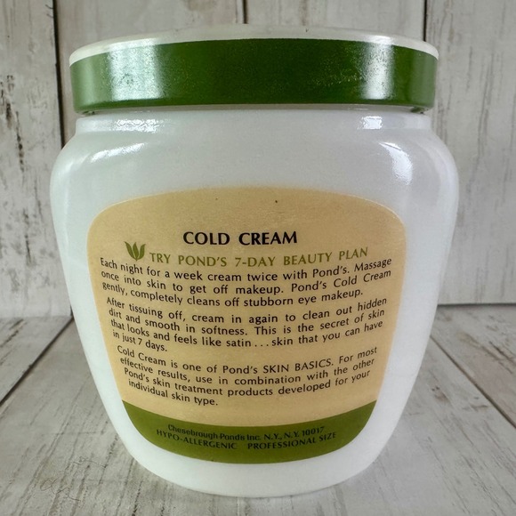 Vintage Ponds Cold Cream Milk Glass Jar 16oz Professional Size Retro Vanity - Picture 2 of 5